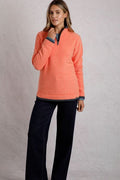 BEYONCE 1/4 ZIP GRID FLEECE 19177-ORANGE