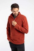 WEIRD FISH NEWPORT 1/4 ZIP RIBBED FLEECE 202596-RUST