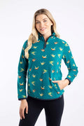 WIERD FISH RENNA 1/4 ZIP PRINTED MICRO FLEECE 203606-TEAL