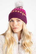WEIRDFISH FRADY ECO FAIRISLE BOBBLE HAT 203711-BEETROOT