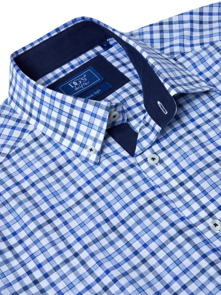 SHORT SLEEVE CHECK 141-14714-BLUE WHITE