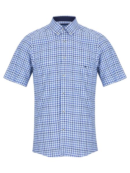 SHORT SLEEVE CHECK 141-14714-BLUE WHITE
