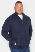CABLE KNIT CARDIGAN KBS 81-NAVY BIG MAN
