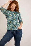 WEIRD FISH PINTO ORGANIC TOP 3/4 SLEEVE 19486-GREEN