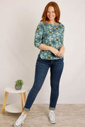 WEIRD FISH PINTO ORGANIC TOP 3/4 SLEEVE 19486-GREEN