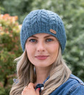 ARAN CABLE PULL ON HAT PK927-DENIM