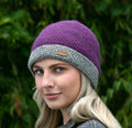 ERIN CROCHET TURN UP HAT PK839-PURPLE