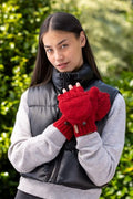 ERIN ARAN CABLE MITTENS PK927-RED