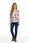 S'QUESTO PRINTED KNIT T0P 3/4 SLEEVE 6920-505694