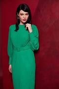 KATE COOPER DRESS WITH PLEATED TOP / BELT KCAW23140