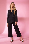 KATE COOPER BLACK TROUSER SUIT WITH PIPE KCS24147 / 48