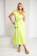 WRAP BUST DRESS WITH FRILL KCS26154-LIME