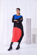 ORA COLOUR BLOCK PLEATED DRESS ORW23107 945
