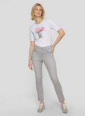 RABE WHITE TOP WITH PINK FLOWER DETAIL 56-117381