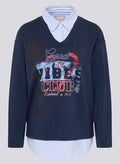 RABE L/S TOP PRINT WITH SHIRT DETAIL 56-111390