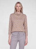 RABE TOP COWL NECK L/S TAN PATTERN 57-121354
