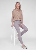 RABE TOP COWL NECK L/S TAN PATTERN 57-121354