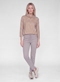 RABE TOP COWL NECK L/S TAN PATTERN 57-121354