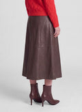 RABE BROWN PLEATHER SKIRT 57-122143