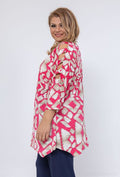 LADIES TUNIC TOP OPEN SLEEVE H3978 2WPARIS-PINK CERISE PLUS SIZE