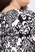 LADIES TUNIC TOP H5100 2WPARIS-BLACK PATTERN PLUS SIZE