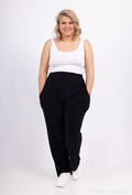 ALL ELASTIC STRETCH PANTS P2288 2WPARIS-BLACK PLUS SIZE