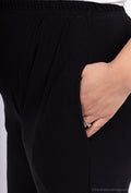 ALL ELASTIC STRETCH PANTS P2288 2WPARIS-BLACK PLUS SIZE