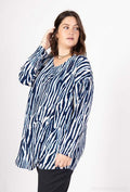 LADIES CROSSED BACK TUNIC TOP H5058 2WPARIS-NAVY PATTERN PLUS SIZE