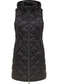 LEBEK QUILTED LONG GILET HOODED 11480022-BLACK