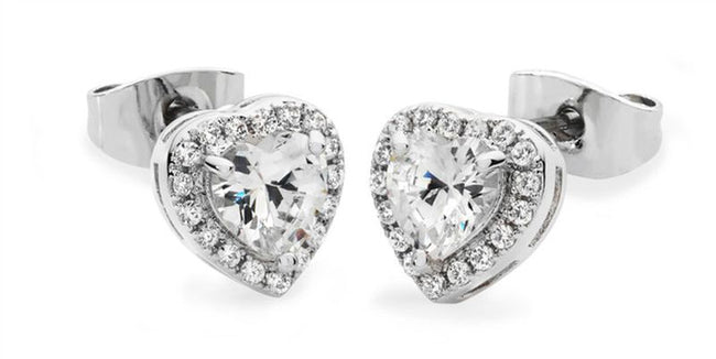 TIPPERARY CRYSTAL STERLING SILVER DIAMANTE HEART STUD EARRINGS 156418