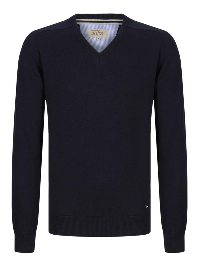 DRIFTER KNITWEAR  V-NECK COTTON 123-55599-NAVY