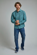 Depp Long Sleeve Printed Shirt Petrol Blue18708