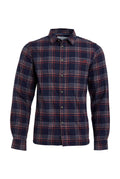 Beasley Organic Long Sleeve Herringbone Check Shirt Navy 18710
