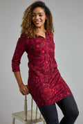 Macy Printed Elastane Stretch Tunic Mulled Wine 18726