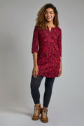 Macy Printed Elastane Stretch Tunic Mulled Wine 18726