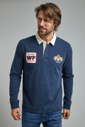 Higton Organic Long Sleeve Plain Rugby Shirt Navy 18367