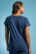 SWIRL ORGANIC PRINTED T-SHIRT 19117-NAVY