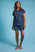SWIRL ORGANIC PRINTED T-SHIRT 19117-NAVY