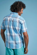 AVALON ORGANIC CHECK S/S SHIRT 19077-AQUA