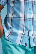 AVALON ORGANIC CHECK S/S SHIRT 19077-AQUA