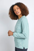 Angra Recycled Organic Embroidered Crew Neck Sweatshirt 19159-JADE