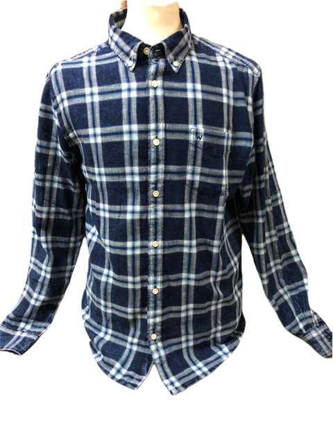Wrangler Mans Check Shirt - M, Alaskan Blue