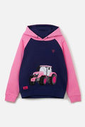 JILL GIRLS SWEATER TRACTOR LIGHTHOUSE-NAVY PINK