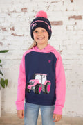JILL GIRLS SWEATER TRACTOR LIGHTHOUSE-NAVY PINK