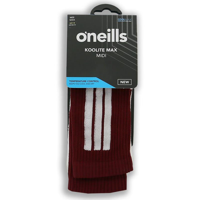 KMS KOOLITE-MAROON WHITE SOCKS