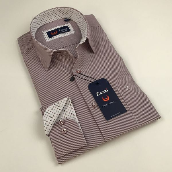 ZAZZI FINE STRIPE FORMAL SHIRT   029372-LILAC
