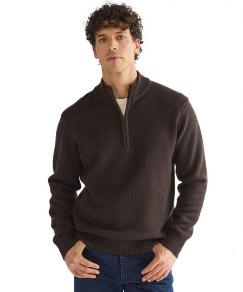 WRANGLER 1/4 ZIP KNIT 1123876-BROWN