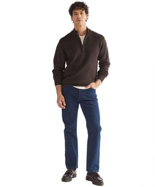 WRANGLER 1/4 ZIP KNIT 1123876-BROWN