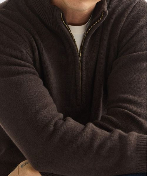 WRANGLER 1/4 ZIP KNIT 1123876-BROWN