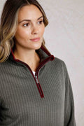 LILIE 1/4 ZIP HERRINGBONE 203035-OLIVE